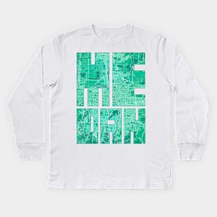 Medan, Indonesia City Map Typography - Watercolor Kids Long Sleeve T-Shirt